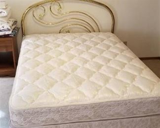 Queen brass head board with mattress