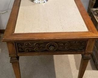 Side table with stone insert 20 x 28 x 22
