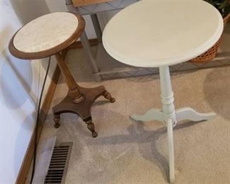 2 side tables (one marble top) largest is 24 x 14 dia