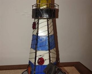 Stained Glass Lighthouse Decor 17 in Tall