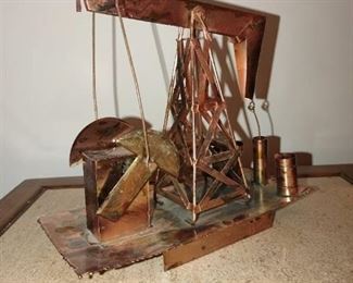 Copper Oil Well Music Box Plays Impossible Dream