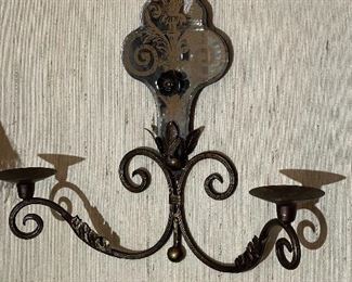 Vintage Antique Wrought Iron wall candle holder