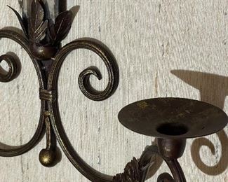 Vintage Antique Wrought Iron wall candle holder