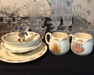 Beatrix Potter Child's, Cups, Saucer, Bowl ,Plates and Ace Bunnykins.