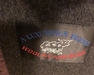 Label inside Grey Wool and Cashmere Coat