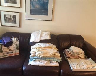 Table Linens, Leather Sofa