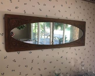 Antique Oak Framed Mirror
