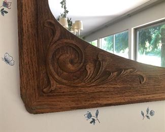Carved Oak Design on Mirror Frame