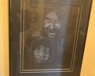 First Nation Print of Elder and Child