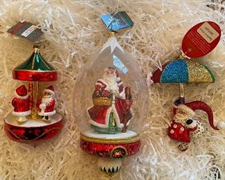 Christopher Radko
46)”Santa Go Round” 60. SOLD
47)”Woodland Traveler” limited edition 597/750  145.
48)”Rainbow Above” 50.  SOLD