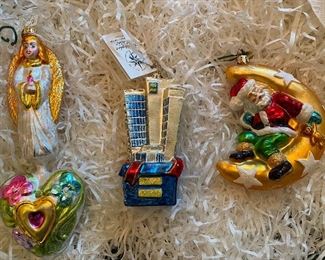 Christopher Radko:                                                                                     61) Angel  30.                                                                                  
62)"HRC's Home of Equality" 25.                                                 
63) Santa in a Crescent Moon 45.  SOLD