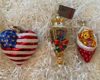 Christopher Radko                                                                                       95) "Brave Heart"  36.                                                                96)"Ivory Glow"  40.                                                                            
97) Golden teddy bear in hat  36.