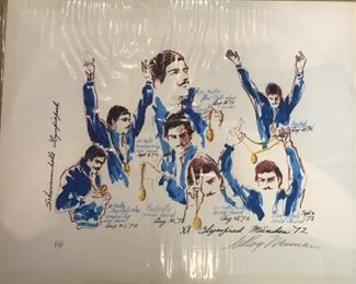 Mark Spitz  signed "Leroy Neiman" "AP"