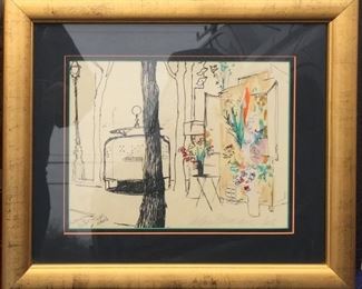 Original Leroy Neiman pen and watercolor signed "Leroy Neiman  65" 