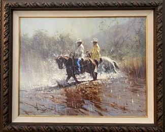 "Wet Crossing" oil painting by Robert Hagan