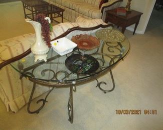 Glass top sofa table