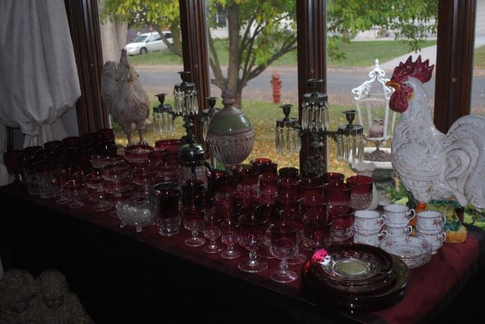 Really great glassware including a large collection of ruby flash