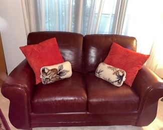 Art Van Brown Leather Couch, Loveseat & Chair/Ottoman!