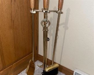 Wood/Brass Fireplace Tools!