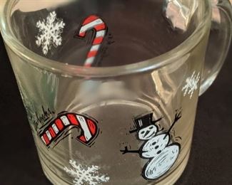 1990's Starbucks Glass Coffee Mug, Holiday Theme