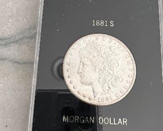 Lot# 7 1881 S Morgan Dollar $65each 5 available  in lucite case ungraded