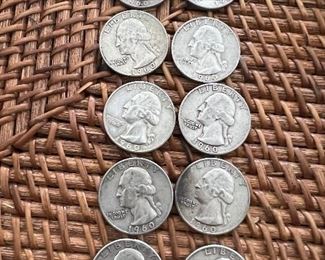 Lot of 10 1960 Washington Quarters
Ungraded Circulated Coins
1 lot available $50 per lot of 10
90% silver