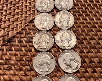 Lot of 10 1959 Washington Quarters
Ungraded Circulated Coins
1 lot available $50 per lot of 10
90% silver