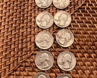 Lot of 10 1957  Washington Quarters
Ungraded Circulated Coins
2 lots available $55 per  lot of 10
90% silver