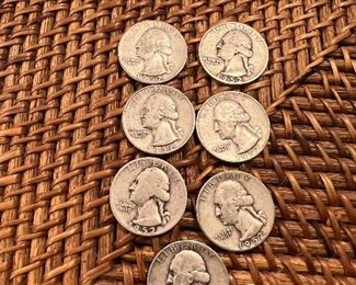 Lot of 7 1952 Washington Quarters
Ungraded Circulated Coins
1 lot available $38.50 lot of 7 
90% silver