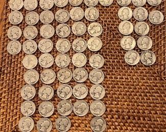 Lot of 65 19940- 1949 Washington Quarters
Ungraded Circulated Coins
1 lot available $357.50 per lot of 65
1940-4
1941-10
1942-10
1943-10
1944-8
1945-10
1946-1
1947-5
1948-5
1949-2
90% silver