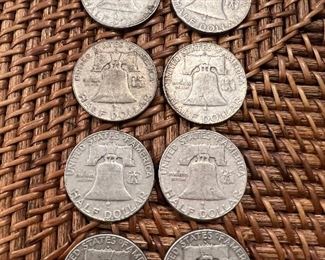 Lot 271962Franklin Half Dollar 8/$80 ungraded circulated coins 90% silver