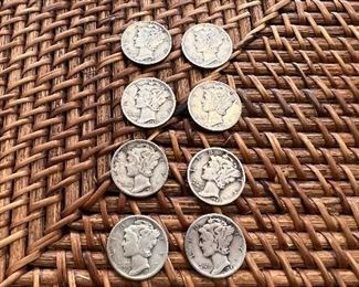 Lot 39  9 1943 Mercury Dimes $27
Circulated Ungraded coins 90% silver 