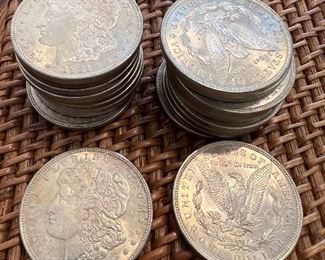 Lot 45 1921P Morgan Silver Dollars $32 ea 20 available ungraded coins in very good condition.  90% silver 