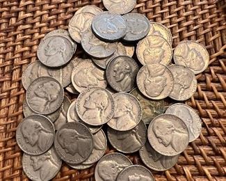 Lot 46  44 1940-1964 Jefferson Nickels $44/44  circulated ungraded coins 90% silver 