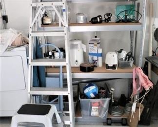 VARIOUS SIZE LADDERS AND STOOLS