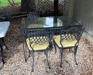 Woodard wrought iron furniture with 4 chairs 