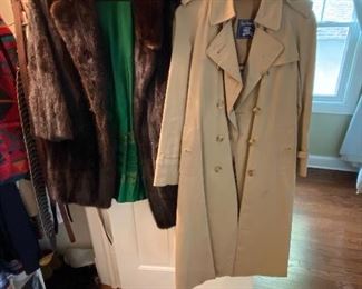 Vintage Burberry trench and fur coat