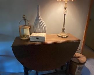 Lovely, Antique Drop Leaf Table, Table lamp with Beaded Shade, Home Décor