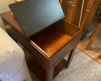 Flip Top on Side Table  for Storage!