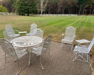 White Iron Dining Set, Chairs and Tables