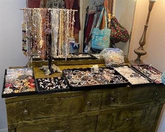 Vintage Dresser, Lots of Costume Jewelry!
