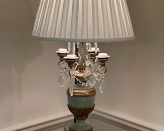 Pair of 18th Century Italian Girandole Table Lamps. Measures: 36" H; 18" D Lamp Shade; 7" x 7" Base. Photo 1 of 3.