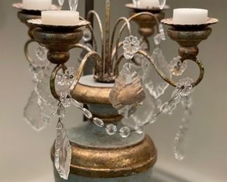 Pair of 18th Century Italian Girandole Table Lamps. Measures: 36" H; 18" D Lamp Shade; 7" x 7" Base. Photo 3 of 3.