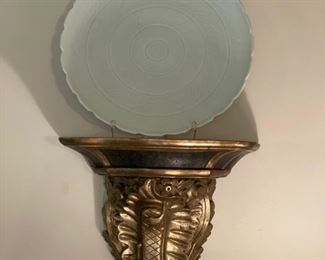 Pair of Dennis & Leen Florentine Brackets. Each Measures 19" W x 10" D x 19" H. Shown with Pair of Holly Hunt Blanc De China Plates with Stands. Photo 1 of 2.