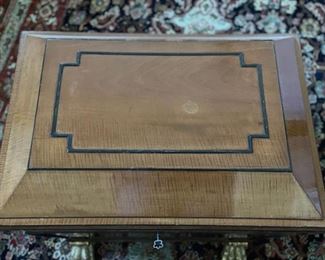 Antique Regency Satinwood Cellarette with Gilt-Wood Paw Feet. Circa 1820. Measures 26" W x 19" D x 22" H. Photo 2 of 6.