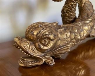 Pair of Holly Hunt Neoclassical Dolphin Candle Holders. Each Measures 24" W x 12" H. Photo 3 of 3.