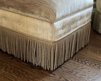 Pair of Slipper Chairs in Scalamandre "Strie Velvet" with Theodore Merwitz French Hand-Woven Fringe. Each measures 22" W x 27" D. Photo 2 of 3.