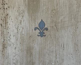 Antique French Provincial Cabinet with Fleur De Lis Stencil on Front. Measures 51" W x 27" D x 37" H. Photo 4 of 4.