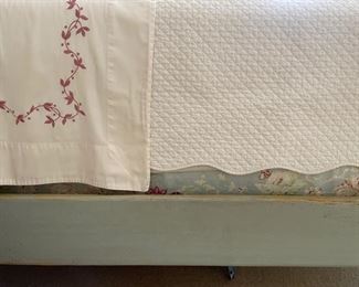 The Farmhouse Collection Inc. Handcrafted Su-Su Full-Size Canopy Bed with Cowtan & Tout "Chelsea Plaid" Fabric & Fitted Mattress Cover. Photo 5 of 5.