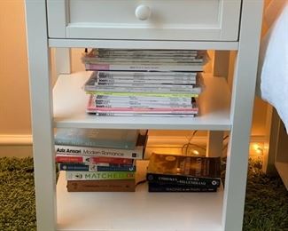 White Bedside Table. Measures 21" W x 18" D x 29" H.
